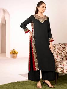 Designer Pure Mul Chanderi Wrinkle-Free Stretchable Kurta Palazzo Set Nazmin Dupatta Embroidered <b>Sequin</b> Work Wedding Party Wear - Product Image 4