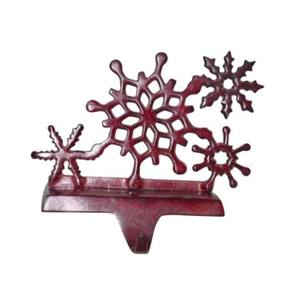 Red Coated Christmas Star <b>Stocking</b> <b>Holder</b> Solid Iron Mantelpiece Hook Antique Look Festive Decoration Accessory - Product Image 1