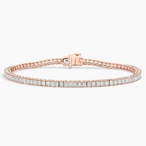 7" Princess Cut Lab Grown Diamond Filled Tennis <b>Bracelet</b> in Yellow Gold Luxury - Product Image 5