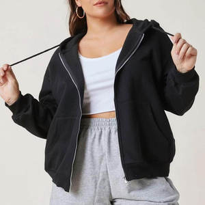 Sweat à capuche zippé noir personnalisé pour femme, 100 % polyester polaire respirant, coupe décontractée - Product Image 2