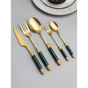 Thép không gỉ vàng hoàn thành Bạc <span class=keywords><strong>Set</strong></span> với trắng đính cườm ngọc trai xử lý tái sử dụng thanh lịch thiết lập dao kéo cho các bên dịp - Product Image 5