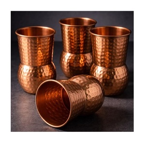 Contemporary Copper Drinking Glass Handmade Tumbler Ayurvedic Wellness Vessel Elegant Dining Kitchen Premium Metalware - Product Image 1