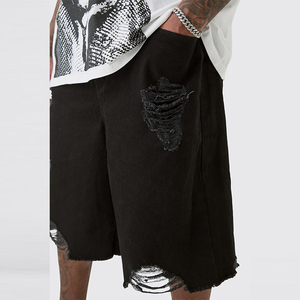 Jean en coton vieilli de haute qualité, style streetwear, coupe longue, tendance, matière extensible, short pour homme, best-seller - Product Image 6