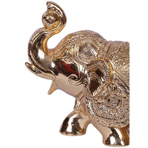 Petit éléphant de 4 pouces en laiton Article artisanal jouant avec une boule Article de décoration intérieure plaqué or - Product Image 2