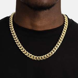 Gold <b>Rope</b> <b>Chain</b> Necklace 22K Gold Plated Hiphop Style Unisex Wedding Everyday Wear - Product Image 1