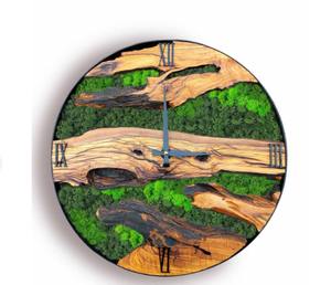 Decorative Moss Quartz Wall Clock with Needle Display Modern Design Wooden Base Metal Frame Wedding <b>Gift</b> Battery Operated - Product Image 6