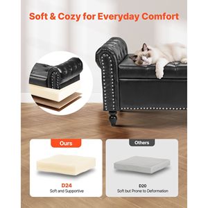 Panca Moderna per Scarpe con Braccioli Arrotondati e Bottoni Trapuntati, Pouf Contenitore con Gambe in Legno Massello, per Ingresso e Camera da Letto - Product Image 5