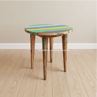 Table basse rustique artisanale en teck, design Gap, résistante aux UV, couleur naturelle, pour intérieur/extérieur, salon, villa, maison, jardin