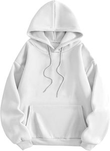 Sweat-shirt à capuche blanc surdimensionné avec nœud imprimé léopard au dos, pull décontracté unisexe en tricot - Product Image 6