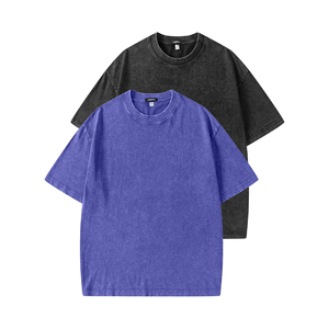 Camiseta de Algodón de Color Sólido Extra Grande para Hombre, Manga Corta, Cuello Redondo, Informal, Lisa, Tejida, Marrón, Negra - Product Image 6
