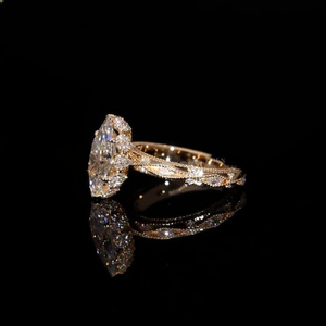 Marquise Cut Diamond Yellow Gold Ring | Classic Bridal Engagement Ring | Wedding Anniversary Gift for <b>Girlfriend</b> Wife Her - Product Image 4