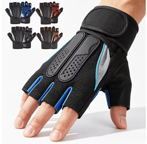 HAWK SPORTS INDUSTRIES <b>Half</b> Finger Gym Gloves Unisex PU Material Pull Adjustable Wrist Strap Non <b>Slip</b> Breathable Weight Fitness - Product Image 3