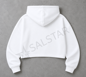 Hoodie court blanc personnalisé pour femme, sweat-shirt oversize, fabricant de vêtements streetwear à marque privée - Product Image 4