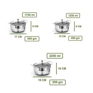 JAGDAMBA CUTLERY LIMITED 3 PCS Stainless Steel <b>Cookware</b> & Celebration Serving Set - Product Image 1