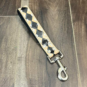 สายจูงสุนัขลายลายตารางหมากรุกมือมีสายจูงสุนัขตัวสั้นหนังแท้สำหรับฝึกควบคุมสุนัขขนาดใหญ่ขนาดกลาง - Product Image 6