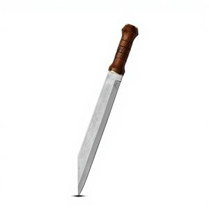 Cuchillo Vikingo Seax Hecho a Mano, Cuchillo de Supervivencia de Acero Inoxidable con Hoja de Punta Caída, Mango de Madera, Funda de Cuero, Estilo Medieval - Product Image 1
