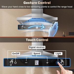 Cappa da cucina a parete da 24 pollici, con o senza condotto, 450 CFM, in acciaio inossidabile, con controlli touch a rilevamento gestuale - Product Image 4