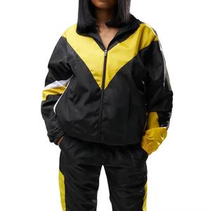 Women Sporty Tracksuit Two Piece Set <b>Black</b> White Striped Full Sleeve Zipper Jacket And Pants Loose Fit Autumn Wear - Product Image 6