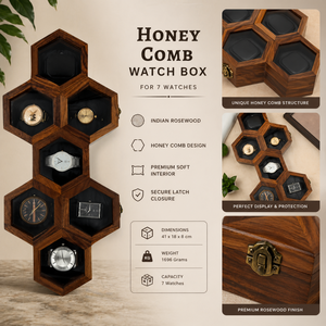 Luxury Honeycomb Wooden <b>Watch</b> Box for <b>7</b> <b>Watches</b> | Indian Rosewood Hexagon <b>Watch</b> Organizer Case | Premium Display Storage Gift - Product Image 4