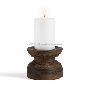 Bougeoir en bois au fini rustique pour les idées de décoration de cuisine de ferme et la configuration de l'éclairage chaleureux et confortable de la maison - Product Image 5