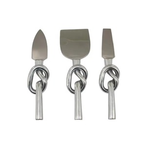 Juego de cuchillos para queso de acero inoxidable de alta calidad con diseño de mango con nudo, utensilios metálicos duraderos para servir - Product Image 2
