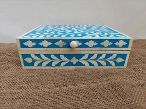 Boîte à bijoux artisanale en os incrusté, motif floral marocain, écologique, pour rangement décoratif, décoration de table, nouvel an - Product Image 2