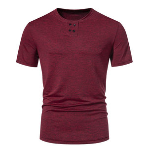 T-shirt d'été décontracté à manches courtes boutonné de couleur unie pour homme Sehe Fashion - Product Image 4