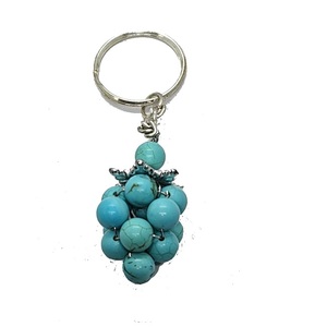 Porte-clés en cristal de haute qualité, pierre turquoise bleu ciel, perles de pierre naturelle, porte-clés de guérison pour femmes - Product Image 3