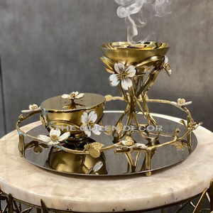 Brûleur d'encens moderne très prisé pour la décoration intérieure, style Bakhoor arabe du Moyen-Orient, cendrier parfumé, brûleur métallique aromatique tendance - Product Image 2