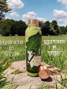 Printed Copper Handmade Pure Copper Drinking Flask Water Bottle <b>Large</b> Capacity Push-Pull Lid Tea Infuser <b>Gift</b> <b>Box</b> Unisex Classic - Product Image 3