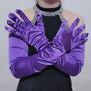 Gants longs en satin extensible brillant de 70 cm, longueur opéra - Product Image 1
