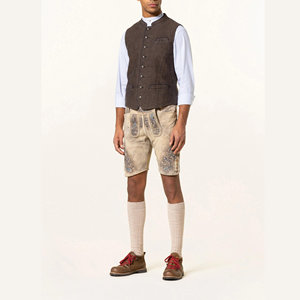 Auténticos Lederhosen Bávaros para Hombre, Pantalones Cortos Tradicionales de Cuero de Cabra Marrón con Diseño Bordado Personalizado para Oktoberfest - Product Image 6