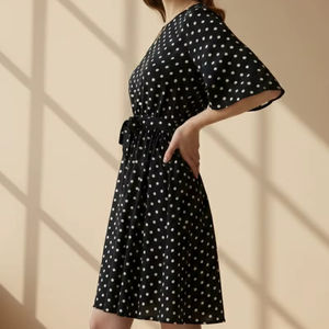 Vestido Midi Casual para Mujer, Moderno y Sencillo, con Tirantes Finos, Sin Mangas, Corte en A, Cintura Natural, Estampado de Lunares, Fluido y Transpirable, 100% Casual - Product Image 1