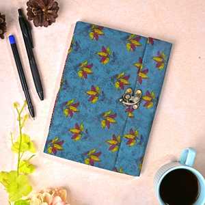 Handmade Blue Recycled Paper <b>Diary</b>/Notebook <b>with</b> Floral Print 7x5inch Includes <b>Lock</b>-Eco-Friendly Floral Memo Pads - Product Image 1
