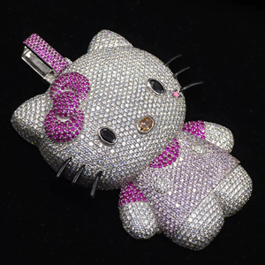 Colgantes Unisex de Plata de Ley 925 Bañados en Oro de Dos Tonos con Diamantes VVS Estilo Hip Hop y Dibujos Animados, Certificados IGI - Product Image 1