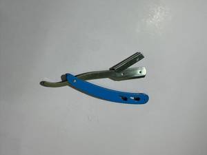Maquinilla de Afeitar de Acero Inoxidable con Mango de Acero Azul, de Una Sola Hoja, para Uso Facial Masculino, No Desechable - Product Image 3
