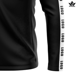 Ensemble de survêtement pour homme en polyester noir à séchage rapide, sweat-shirt à demi-zip à manches longues et pantalon de jogging, vêtements de sport décontractés pour l'automne - Product Image 4