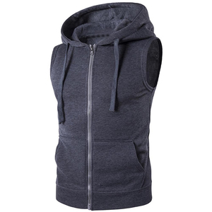 Sudadera sin mangas para hombre al por mayor, de algodón, de secado rápido, transpirable, para gimnasio, con capucha, tipo tank top, con logo personalizado, ropa deportiva. - Product Image 4