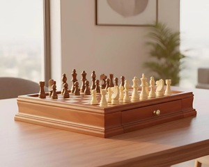 ILAHI's Eco-Friendly Rustic Polished Rectangle <b>Chess</b> <b>Board</b> Game 100% Handmade Pure Wood Animal/Love Style Customized Size <b>Chess</b> - Product Image 6