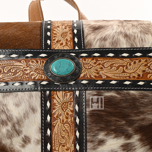 Sac de poitrine unisexe en cuir de vachette style western, sac bandoulière, style cowboy - Product Image 4