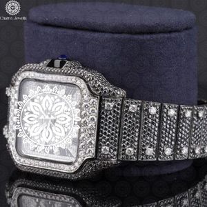 Montre de luxe Charm Jewells en acier inoxydable, cadran analogique, bracelet en verre 20 mm, fermoir caché à bouton-poussoir, mouvement mécanique pour homme, 10 bars - Product Image 3