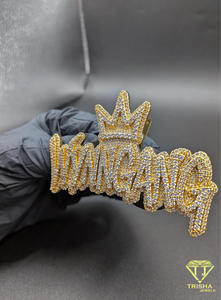 Moissanite Diamond Crown <b>Name</b> Pendant Iced Out Hip Hop <b>Necklace</b> Gold Bling Jewelry Gift For Men Women - Product Image 2