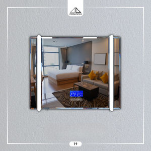 Miroir LED élégant et irrégulier avec interrupteur tactile sans cadre, art mural écologique et léger, écran d'affichage de l'heure et de la température - Product Image 3