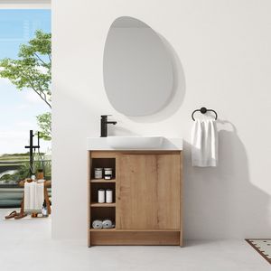30\" Freestanding <b>Bathroom</b> <b>Vanity</b> with White Ceramic Sink and Soft-Close Door Plywood Easy KD Packing - Product Image 2