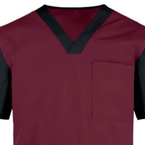 Blouse d'hôpital unisexe à manches courtes en tissu jersey peigné extensible 4 directions, qualité supérieure 100% pour uniforme d'infirmière - Product Image 3