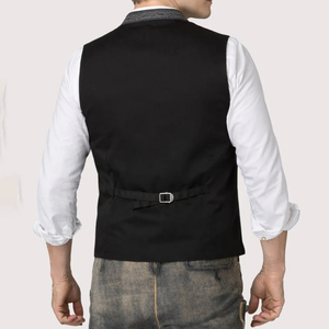 Hot Sale Men's Traditional German Bavarian Trachten Vest Reversible Breathable Autumn Mandarin Collar Polyester/Cotton Blend - Product Image 4