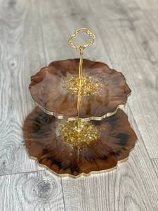 <b>Cake</b> Stand Resin <b>Cake</b> Stand Gold Brown Three <b>Tier</b> <b>Cake</b> Stand high - Product Image 2