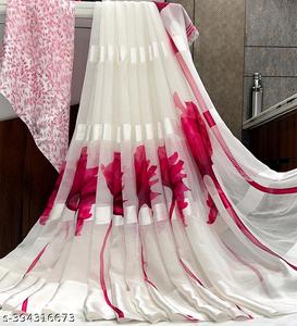 Sari Tradicional de Georgette Satinado para Mujer Adulta, Estampado Digital, Secado Rápido, Seis Metros de Largo con Blusa, Envío Rápido - Product Image 1