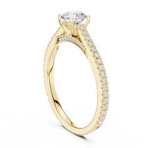 แหวนเพชรทรงกลมเพาะเลี้ยงในห้องปฏิบัติการ ทอง 14K 18K แหวนเพชรเม็ดเดี่ยวแบบฝังเพชรรอบวง 0.95 กะรัต DEF VVS เครื่องประดับหรูหรา แหวนแต่งงาน รับผลิตแบบ OEM ODM - Product Image 4