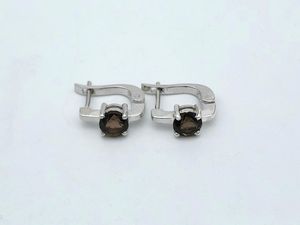 Boucles d'oreilles en quartz fumé naturel, argent sterling 925, bijoux en pierres précieuses, faits à la main, cadeau élégant pour femmes - Product Image 3